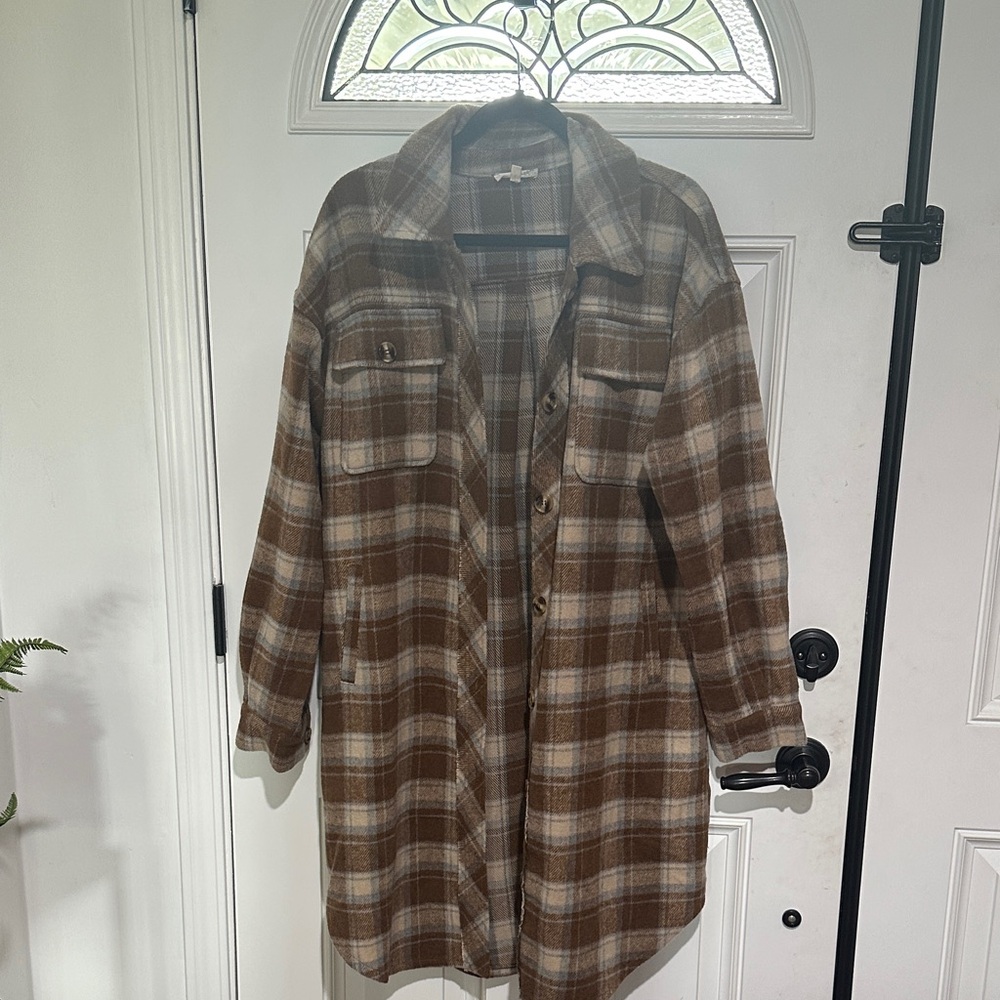 Mystree Brown Plaid Utility Jacket